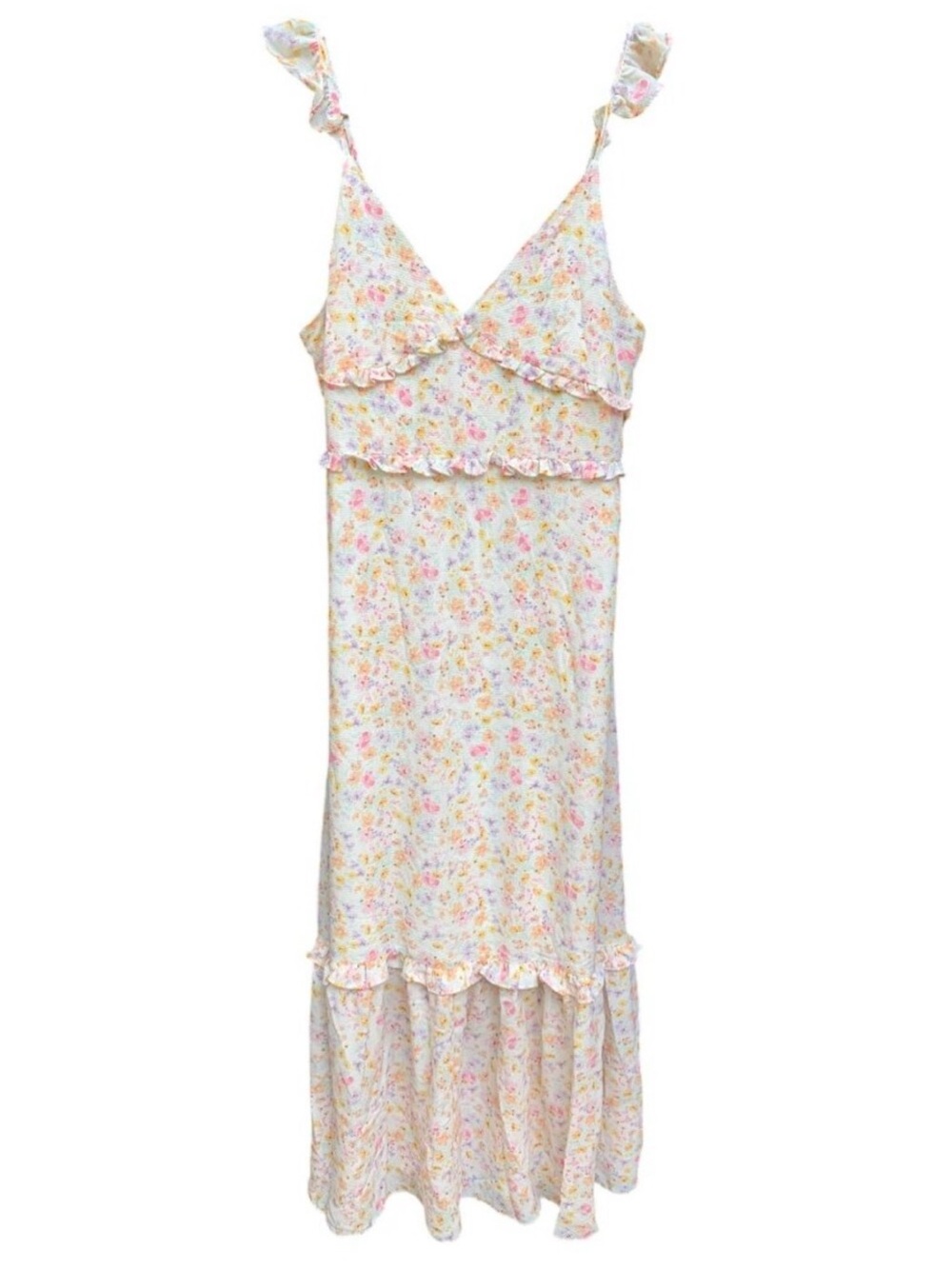 BCBGeneration Pastel Floral Maxi Dress in Pink and Yellow - Picture 2 of 2